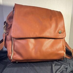 iPack Brown Leather Diaper Bag With Attatched Changing Pad